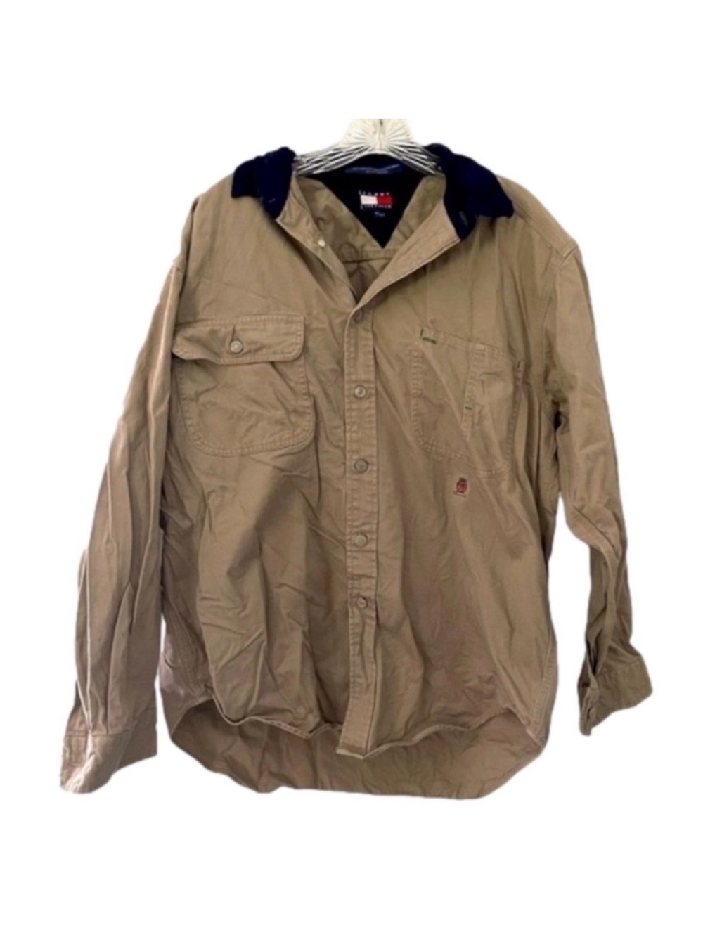 Vintage 90s Tommy Hilfiger Khaki Field Coat Tan Barn Jacket Men’s Size Medium